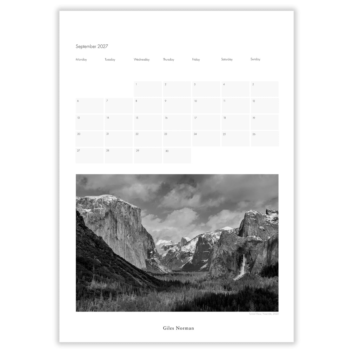 Yosemite Calendar 2027