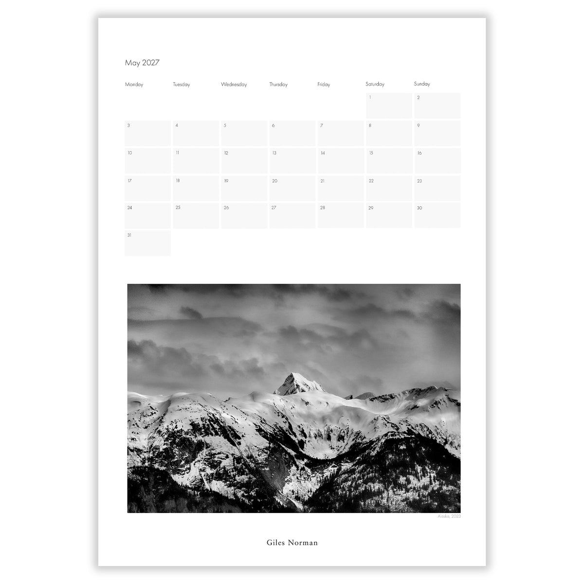 Alaska Calendar 2027