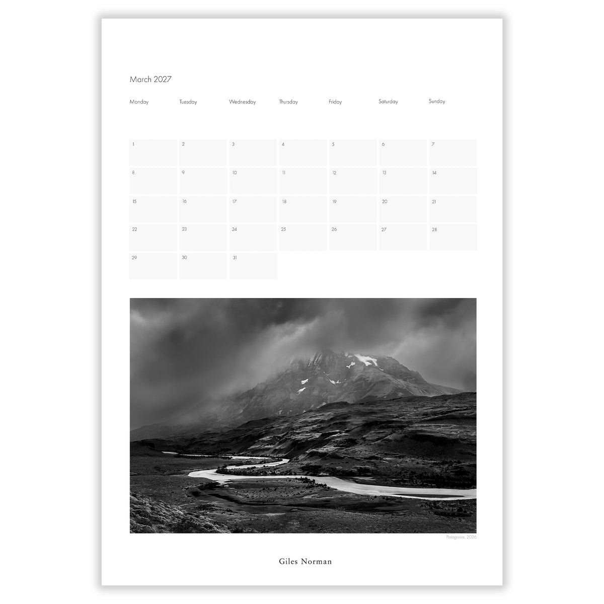 Patagonia Calendar 2027
