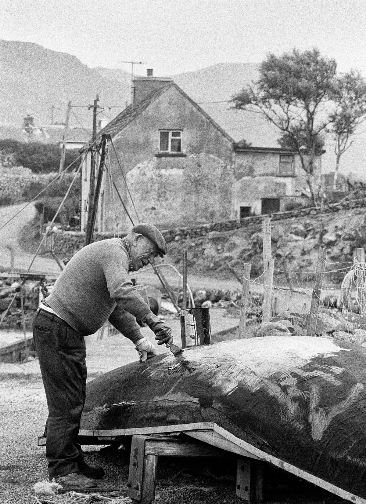Painting Curraghs, Connemara '92 Ireland