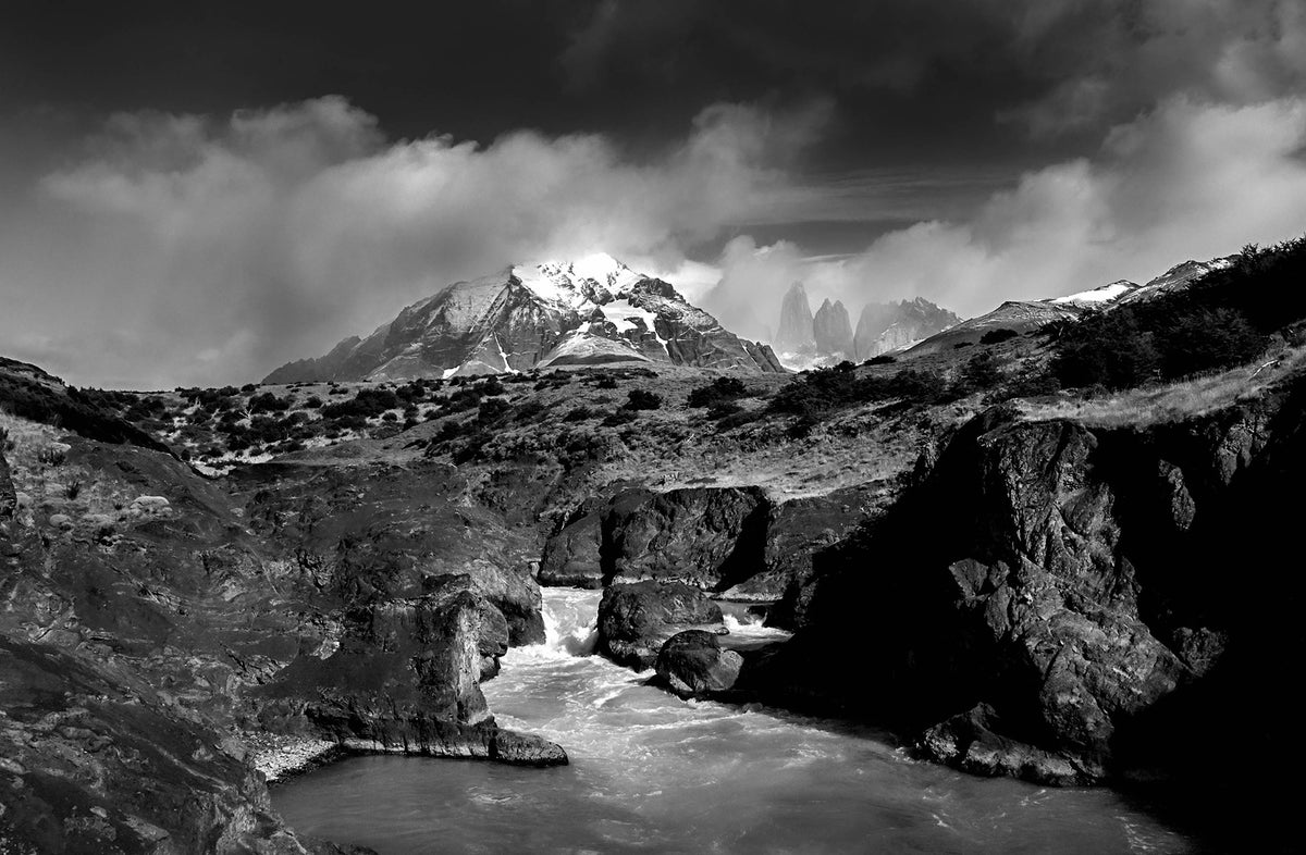 River & Mountains — Black & White Photography by Giles Norman